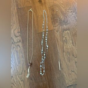 Set of THREE costume jewelry necklaces.  Long style
